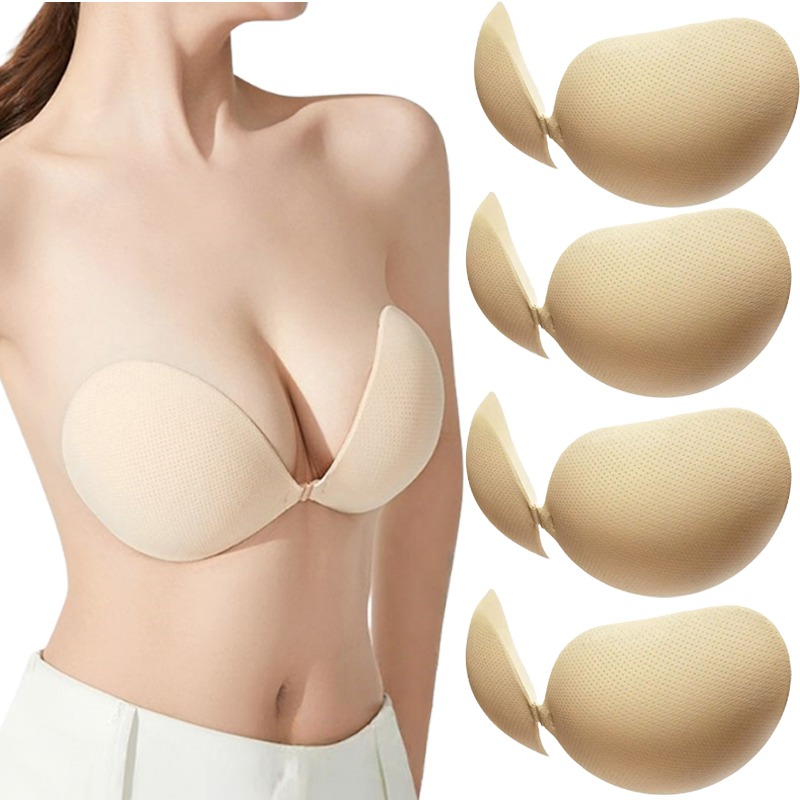 Push Up Bra Padded - บราดันทรงแบบติดกาว ซิลิโคนเสริมหน้าอกแบบหนา แผ่นเสริมหน้าอกแบบซิลิโคนใส ชุดชั้นในไร้สาย ไร้สายรัด แผ่นปิดจุกนมสำหรับผู้หญิง