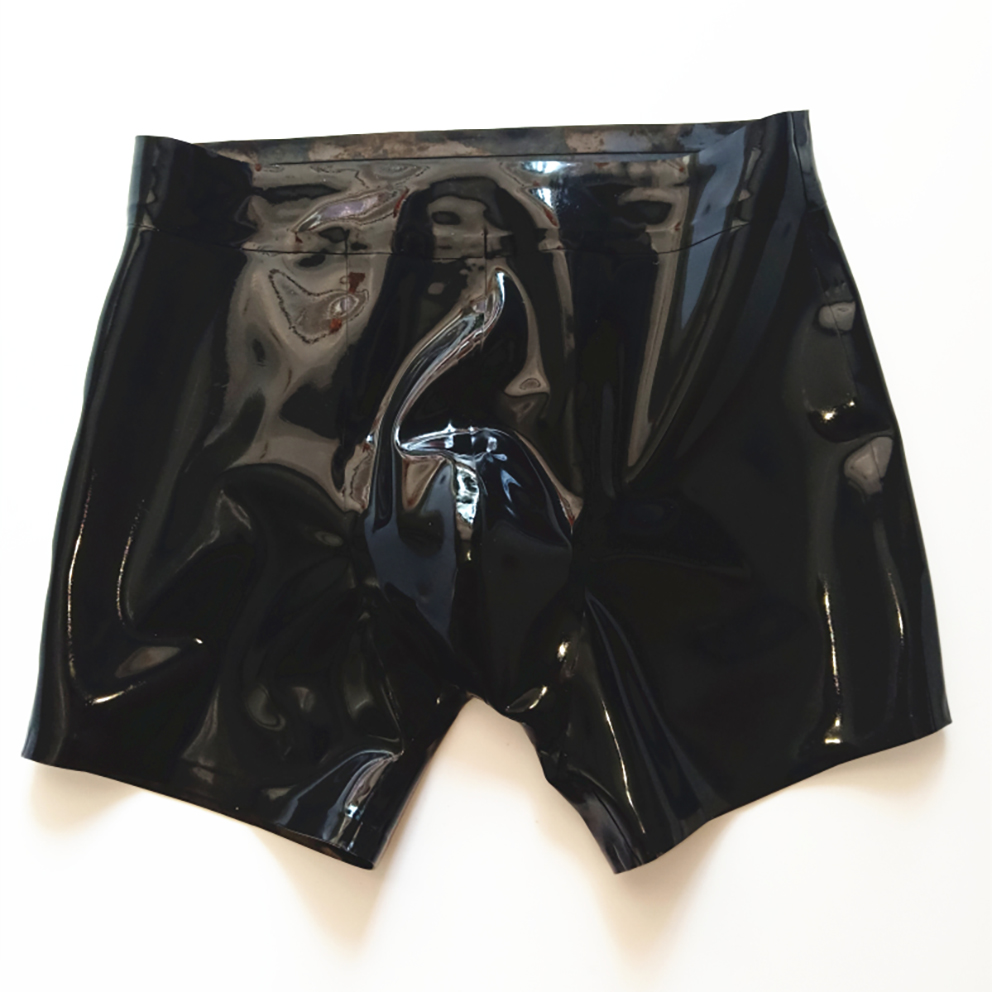 Boyshort Underwear - กางเกงขาสั้นของผู้ชายยางสีดำสุดเซ็กซี่กางเกงในชายกางเกงในบ็อกเซอร์ RPM133ทำมือ